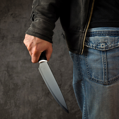 Criminal with large sharp knife