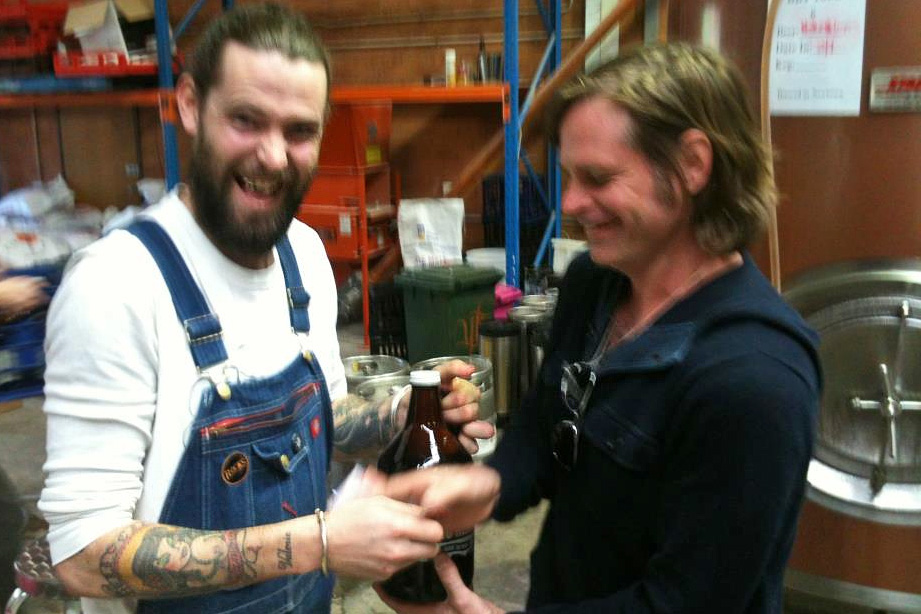 Oscar McMahon 'growling around' with Andy Kent of You Am I. 